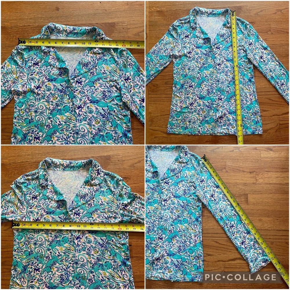 Lilly Pulitzer Ruffle PJ Button Up Top Melon Fig Tint Monkey Sea Pajama Top XS - Picture 16 of 16